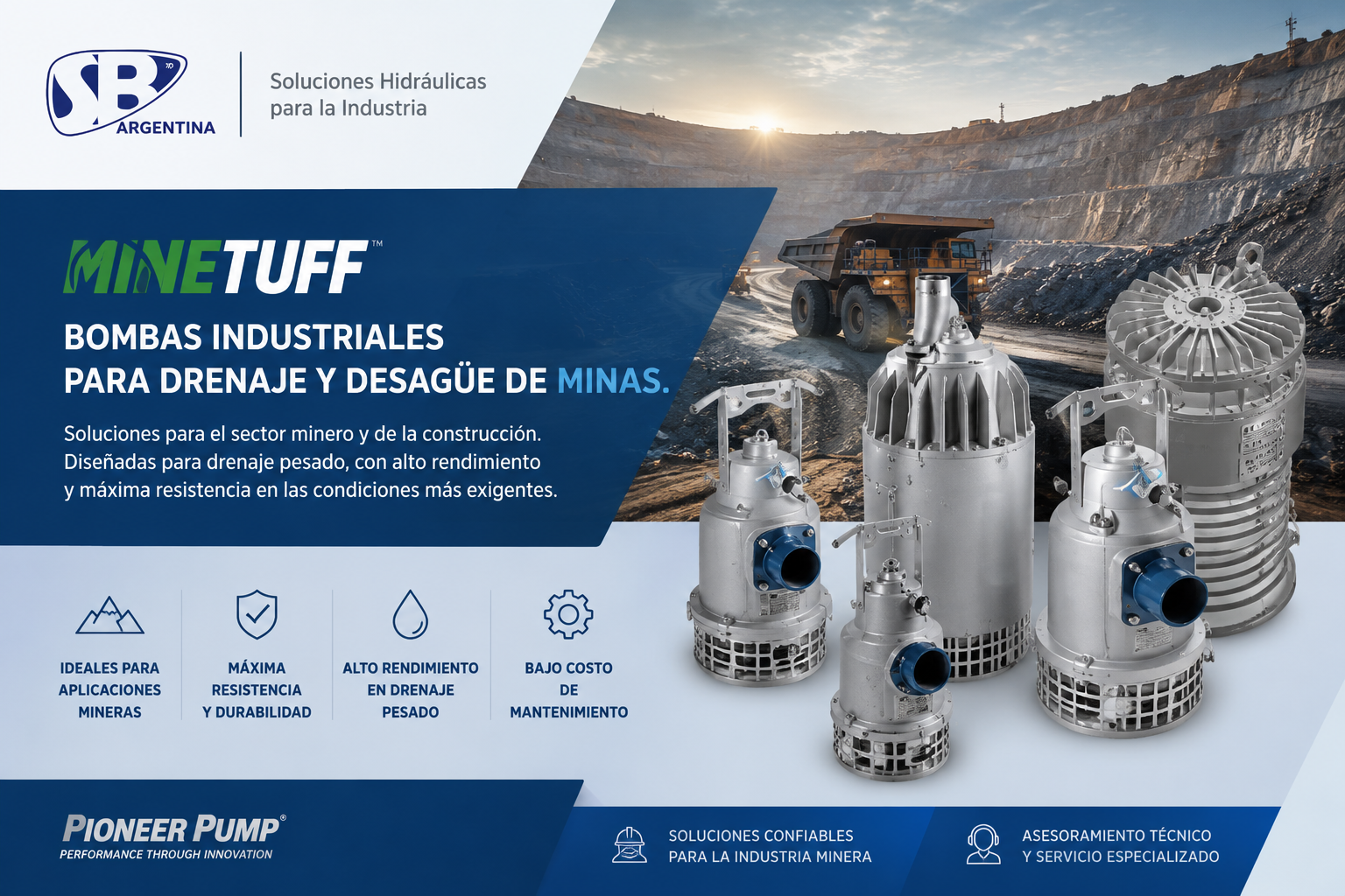 Bombas Minetuff Pioneer Pumps para drenaje de minas