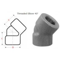 CODO 45º 3" SERIE 2000 ROSCA BSPT ACERO AL CARBONO FORJADO