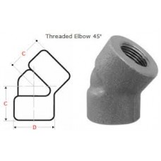 CODO 45º 1/4" SERIE 2000 ROSCA BSPT ACERO AL CARBONO FORJADO