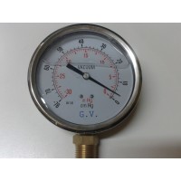 VACUOMETRO INFERIOR DE ACERO INOXIDABLE CON GLICERINA DIAMETRO 63MM ESCALA 0 A -76 CMHG