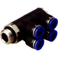 RACORD INSTANTANEO CONECTOR MULTIPLE 1/4" X 4 SALIDAS DE 6MM