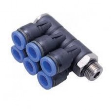 RACORD INSTANTANEO CONECTOR MULTIPLE 1/4" X 6 SALIDAS DE 6MM