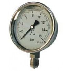 MANOMETRO ACERO INOXIDABLE 304 CON BAÑO DE GLICERINA DIAMETRO 63MM ESCALA 0 A 4 BAR GENEBRE 3822-004