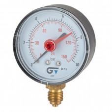 MANÓMETRO ROJO Ø63.SALIDA INFERIOR ROSCA BSP 0-10 GENEBRE 3825 010